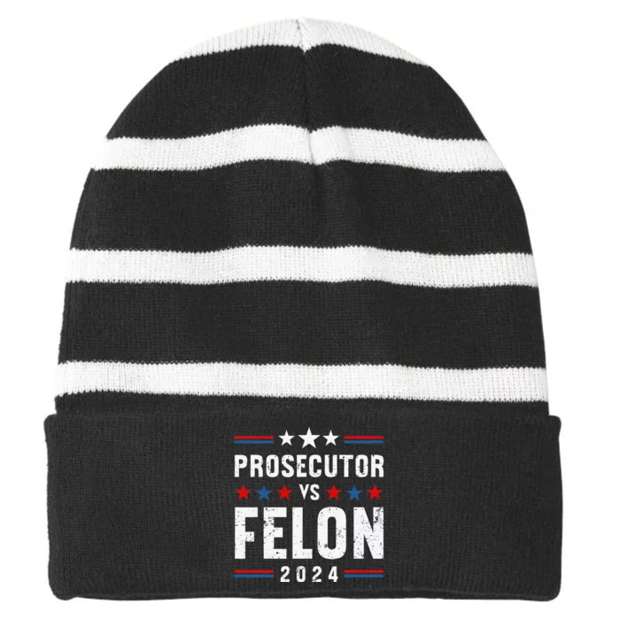 Prosecutor Vs Felon 2024 Funny Voting Election 2024 Usa Striped Beanie with Solid Band