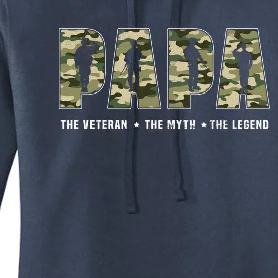 Papa Veteran Gift Fathers Day For Veteran Dads Gift Women's Pullover Hoodie