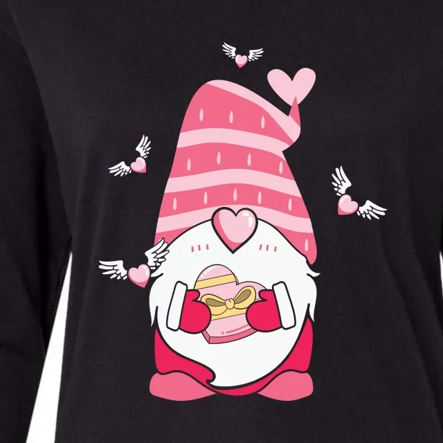 Pink Valentine’s Gnome Be Mine Hearts Gift Womens Cotton Relaxed Long Sleeve T-Shirt