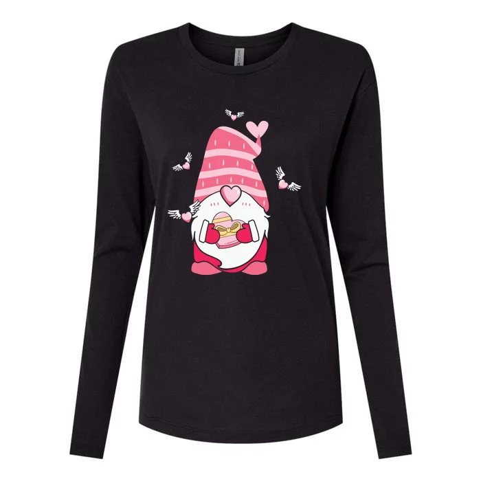 Pink Valentine’s Gnome Be Mine Hearts Gift Womens Cotton Relaxed Long Sleeve T-Shirt