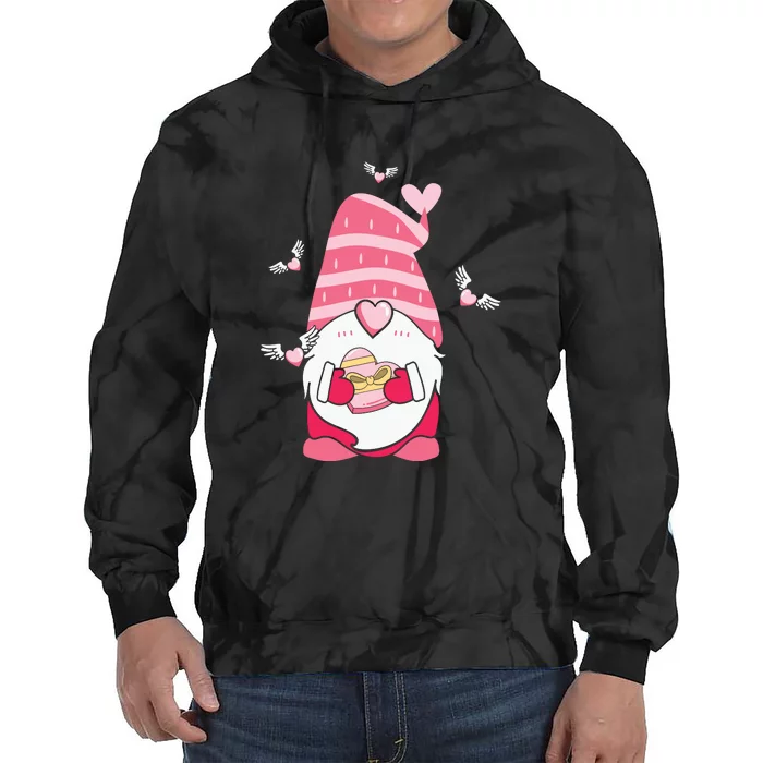 Pink Valentine’s Gnome Be Mine Hearts Gift Tie Dye Hoodie