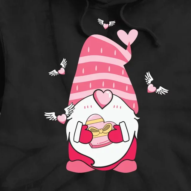 Pink Valentine’s Gnome Be Mine Hearts Gift Tie Dye Hoodie