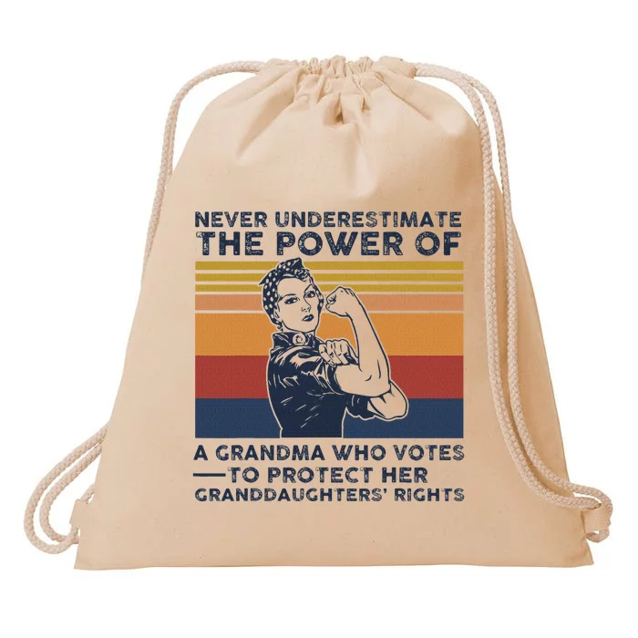 Powerful Voting Grandma Design Drawstring Bag