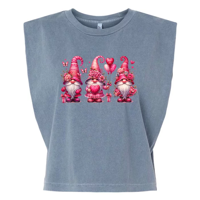 Pink Valentines Gnomies Heart Gnome Valentines Garment-Dyed Women's Muscle Tee