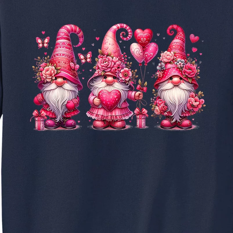 Pink Valentines Gnomies Heart Gnome Valentines Tall Sweatshirt