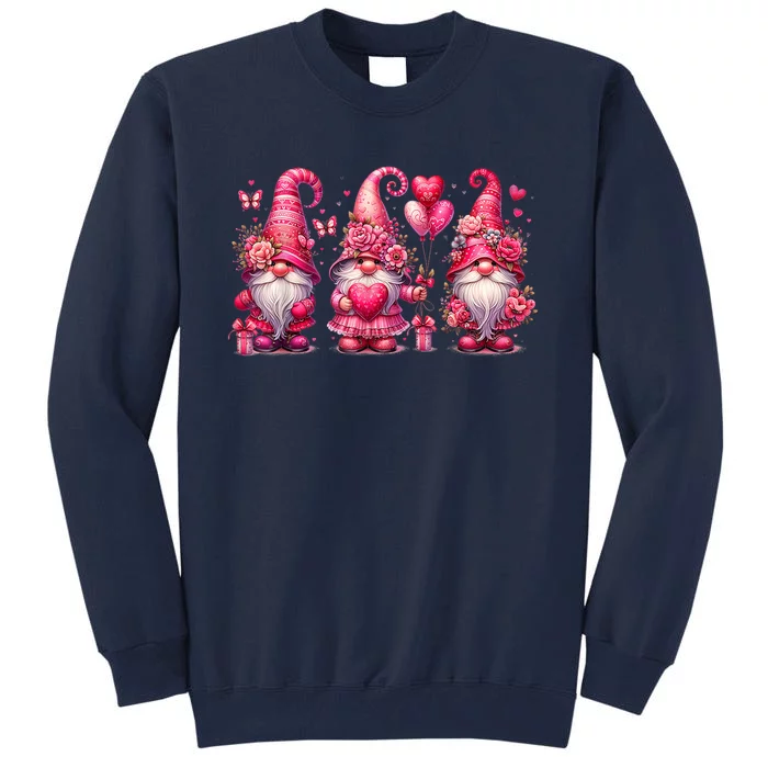 Pink Valentines Gnomies Heart Gnome Valentines Tall Sweatshirt