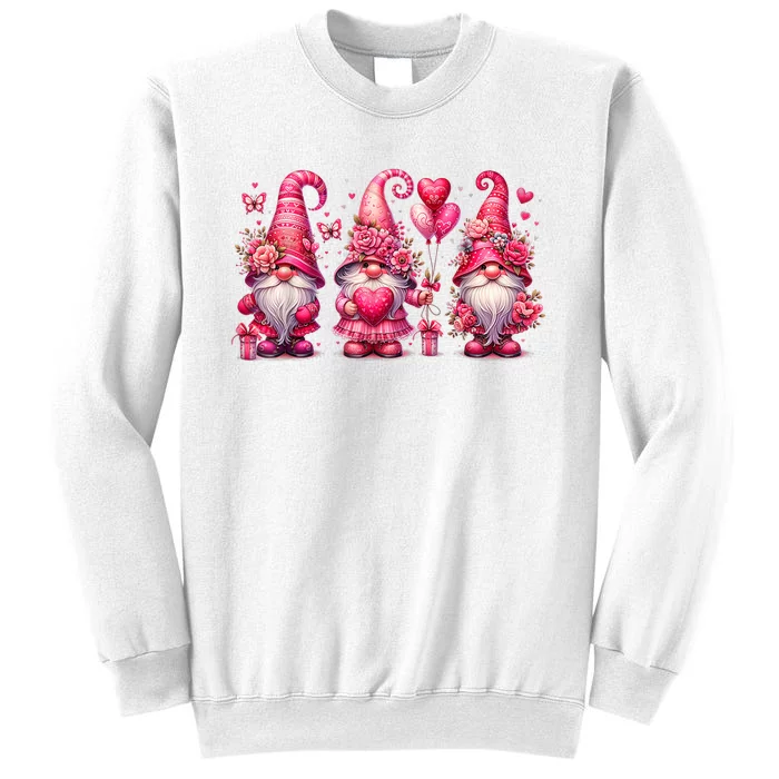 Pink Valentines Gnomies Heart Gnome Valentines Sweatshirt