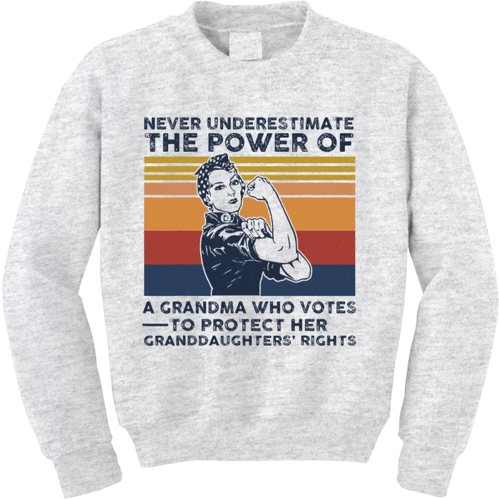 Powerful Voting Grandma Design Kids Sweatshirt