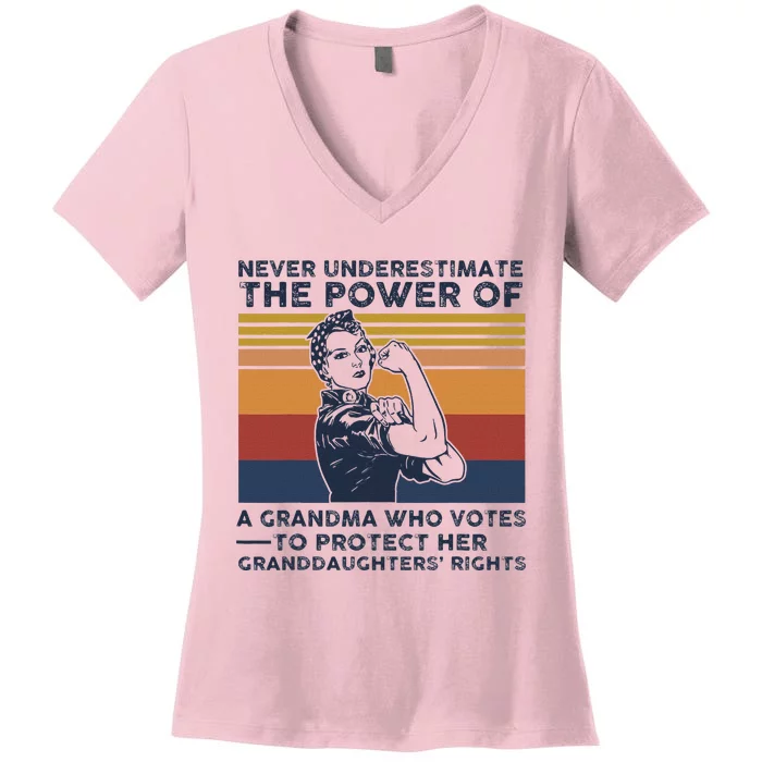 Powerful Voting Grandma Design Women's V-Neck T-Shirt