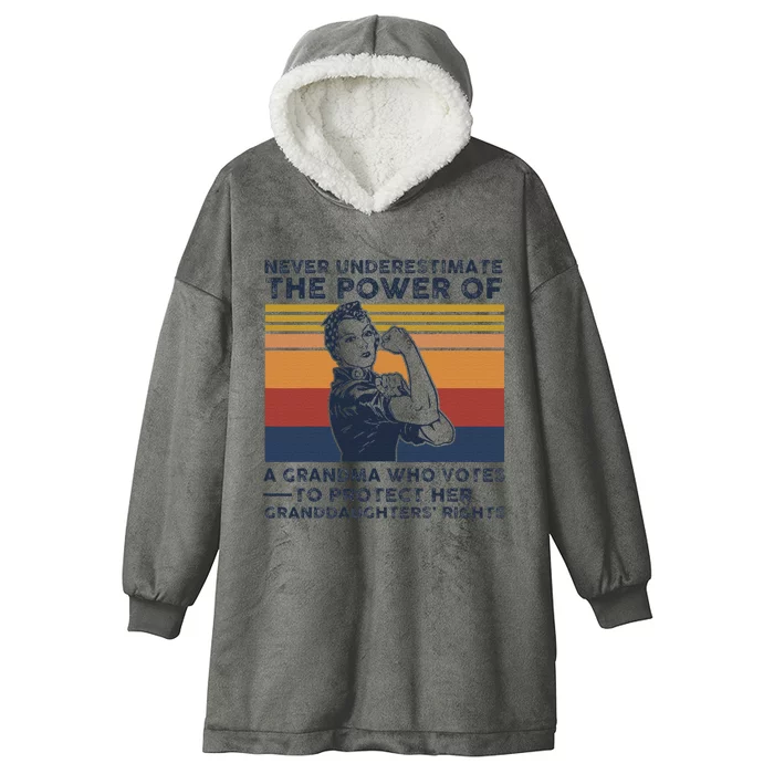 Powerful Voting Grandma Design Hooded Wearable Blanket