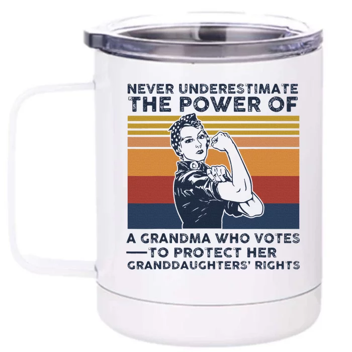 Powerful Voting Grandma Design Front & Back 12oz Stainless Steel Tumbler Cup