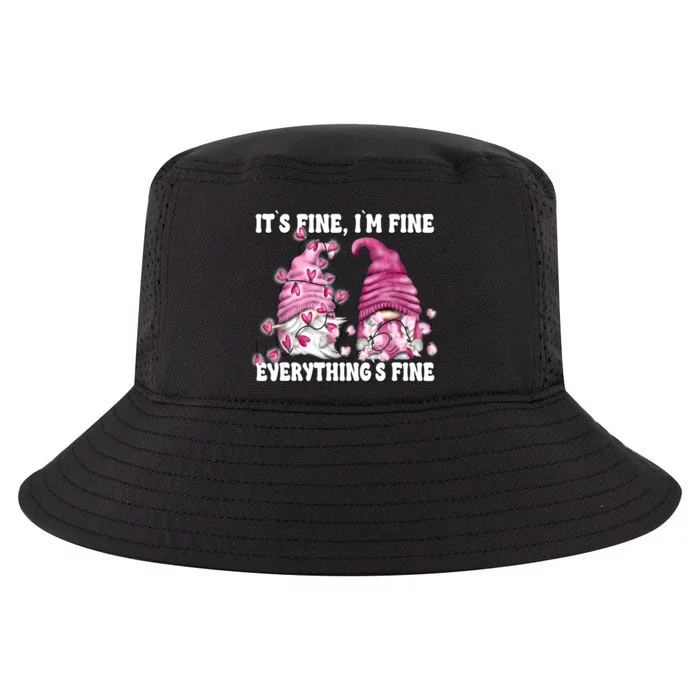 Pink Valentine Gnomes Its Fine Im Fine Everythings Fine Cool Comfort Performance Bucket Hat