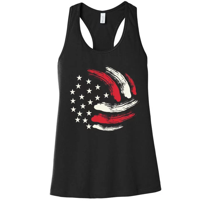 Patriotic Volleyball Gift Volleyball Team American Flag Women's Racerback Tank