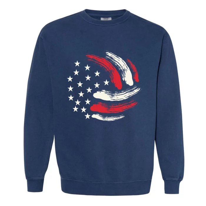 Patriotic Volleyball Gift Volleyball Team American Flag Garment-Dyed Sweatshirt