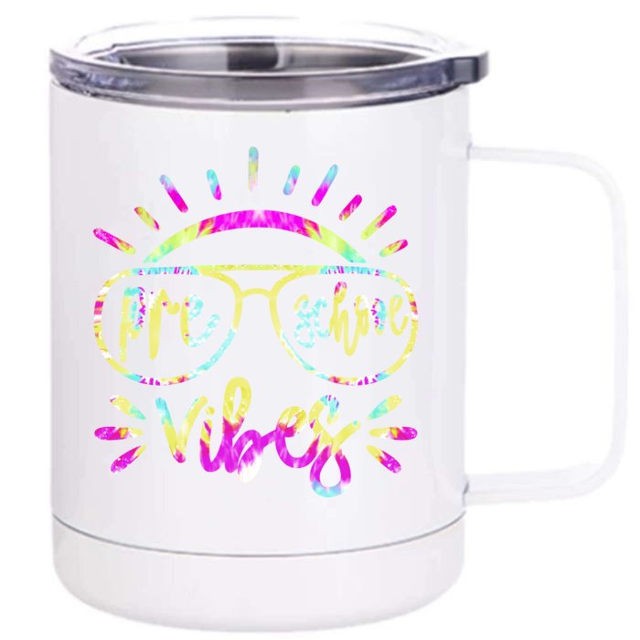 Preschool Vibes Hello Preschool Team Preschool Cute Gift Front & Back 12oz Stainless Steel Tumbler Cup