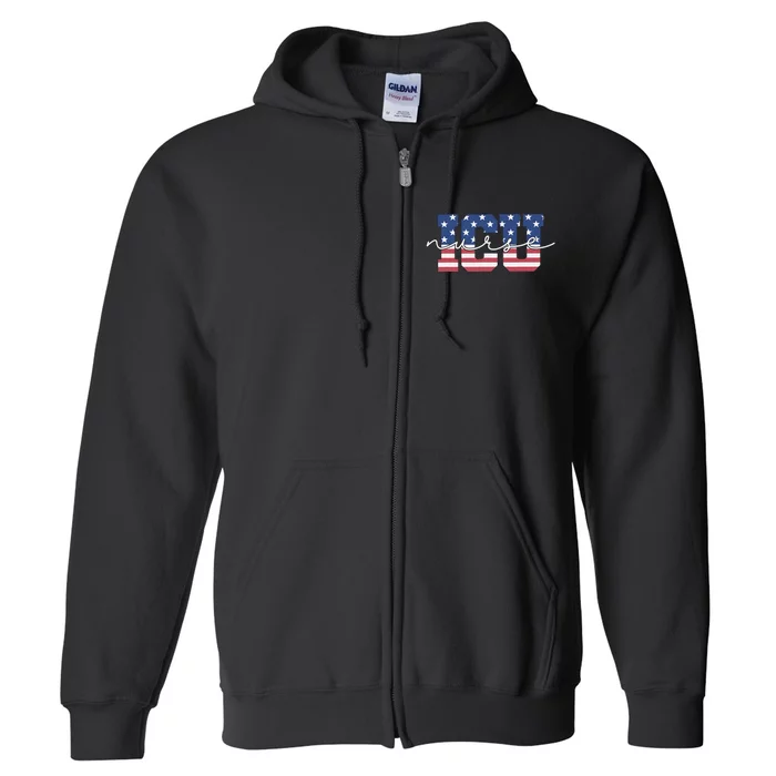 Patriotic VA ICU Nurse July 4th USA Independence Day Icu Rn Full Zip Hoodie