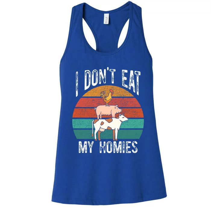 Proud Vegan I Dont Eat My Homies Eat Vegan Vegans Gift Women's Racerback Tank