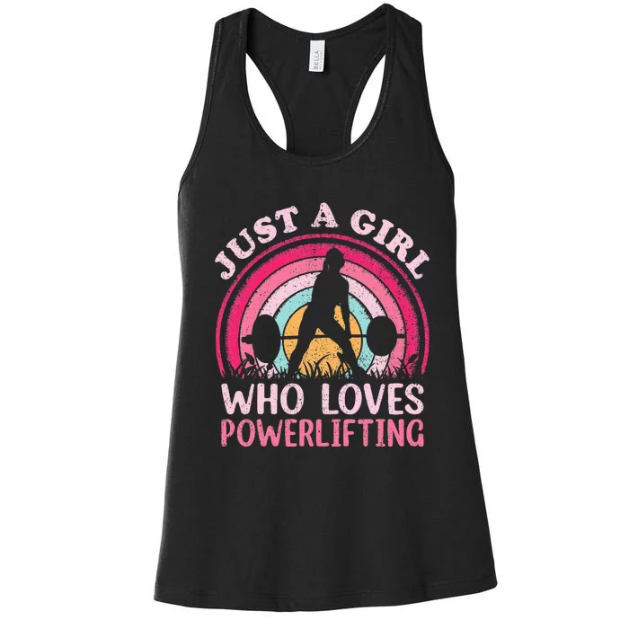 Powerlifting Vintage Just A Girl Who Loves Powerlifting Women's Racerback Tank