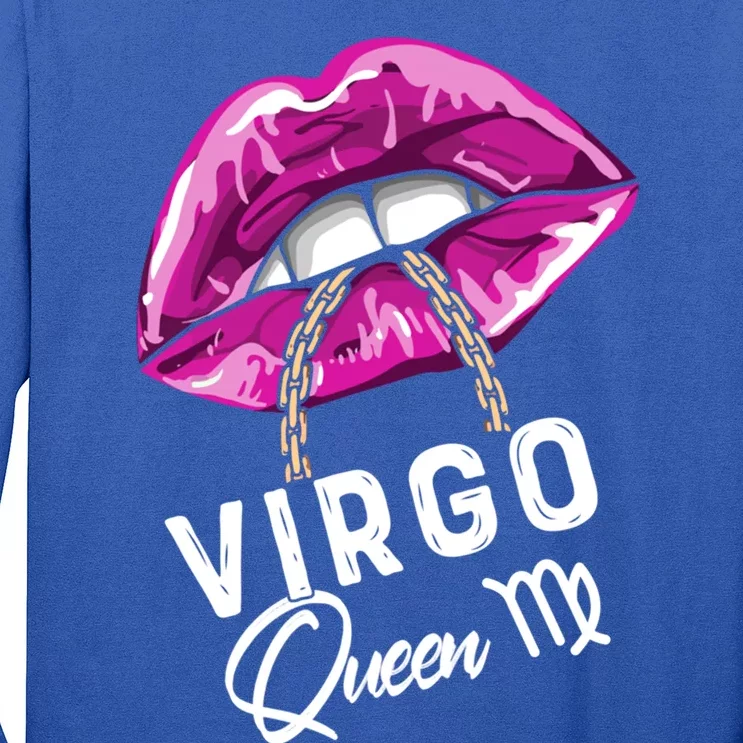 Purple Virgo Lips Queen Birthday Zodiac Star Sign Gift Long Sleeve Shirt