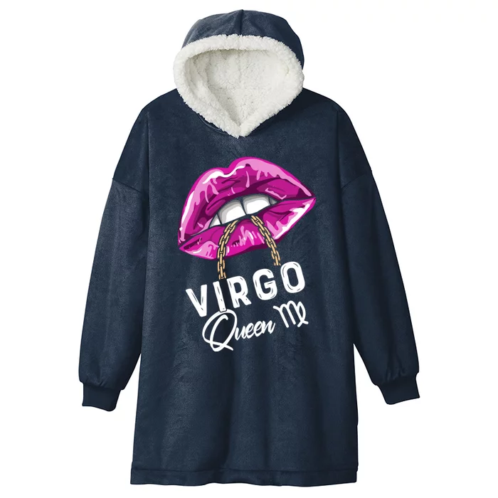 Purple Virgo Lips Queen Birthday Zodiac Star Sign Gift Hooded Wearable Blanket