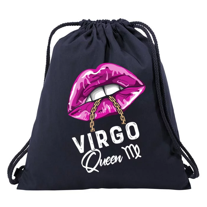 Purple Virgo Lips Queen Birthday Zodiac Star Sign Gift Drawstring Bag