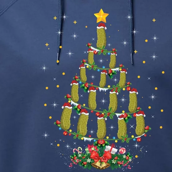 Pickle Vegetable Lover Xmas Gift Pickle Christmas Tree Funny Gift Performance Fleece Hoodie