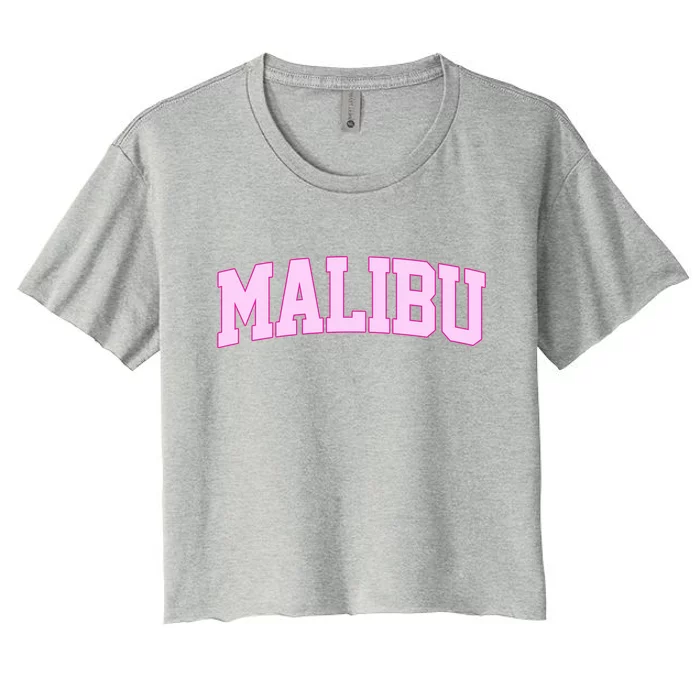 Preppy Varsity Malibu California Women's Crop Top Tee