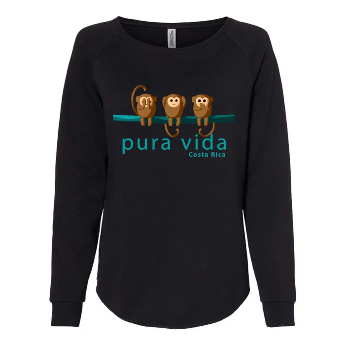 Pura Vida Monkeys Costa Rica Womens California Wash Sweatshirt