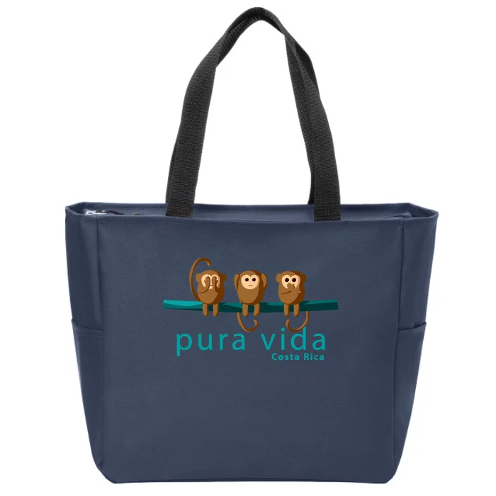 Pura Vida Monkeys Costa Rica Zip Tote Bag