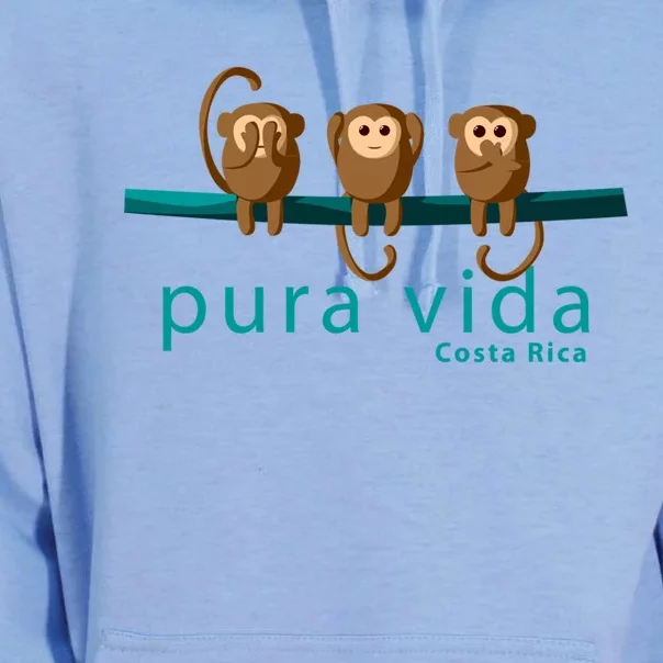 Pura Vida Monkeys Costa Rica Gift Unisex Surf Hoodie