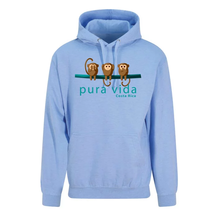 Pura Vida Monkeys Costa Rica Gift Unisex Surf Hoodie