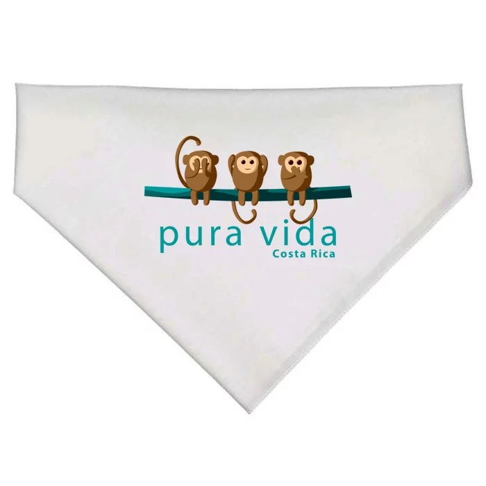 Pura Vida Monkeys Costa Rica Gift USA-Made Doggie Bandana