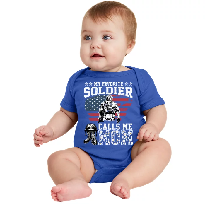 Proud Veteran Mothers My Favorite Soldier Calls Me Mom Daisy Gift Baby Bodysuit