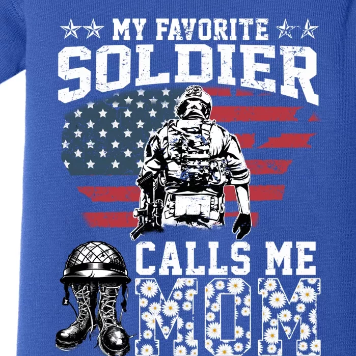 Proud Veteran Mothers My Favorite Soldier Calls Me Mom Daisy Gift Baby Bodysuit