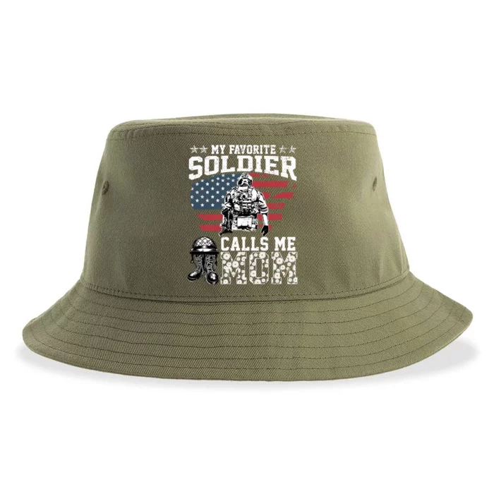 Proud Veteran Mothers My Favorite Soldier Calls Me Mom Daisy Gift Sustainable Bucket Hat