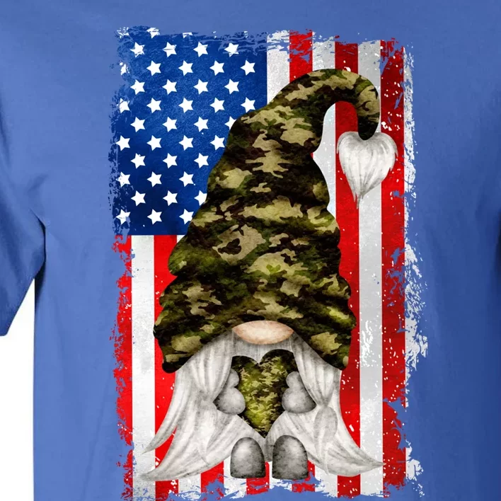 Patriotic Veteran Mom Heart And Love For America Gift Camo Gnome Meaningful Gift Tall T-Shirt