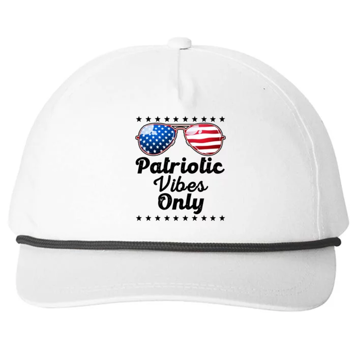 Patriotic Vibes Only 4th Of July Usa America Gift Snapback Five-Panel Rope Hat