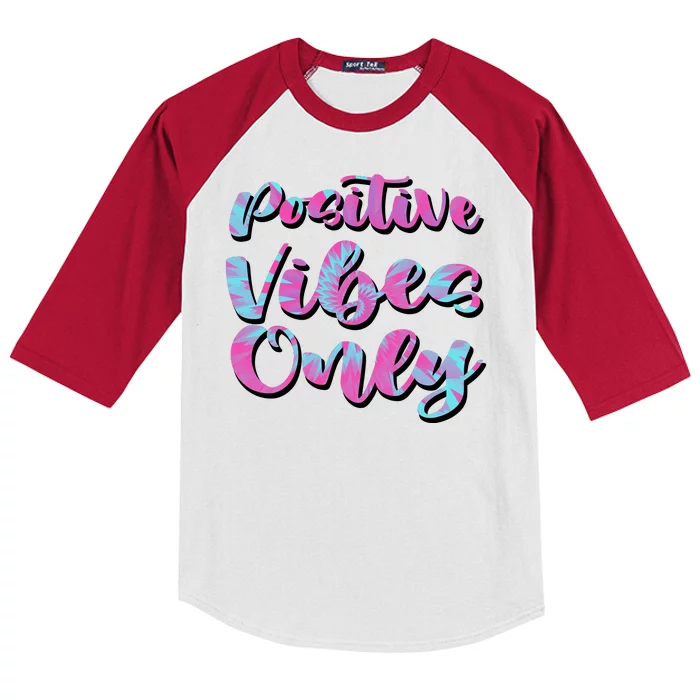 Positive Vibes Only Fun Quote Kids Colorblock Raglan Jersey