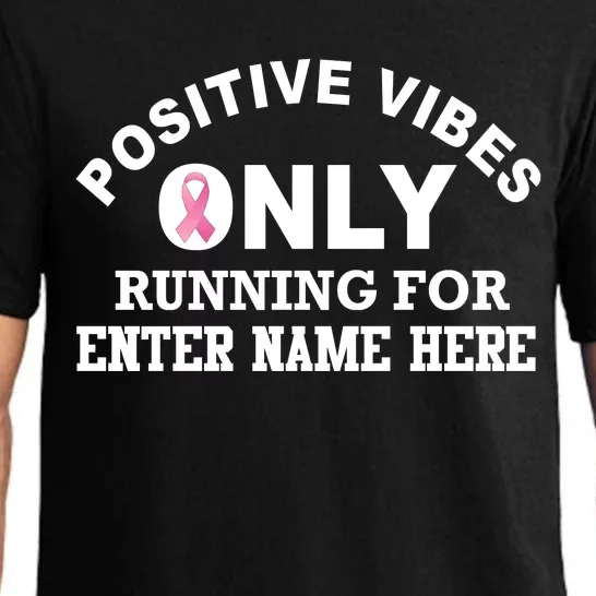 Positives Vibes Only Custom Name Breast Cancer Pajama Set