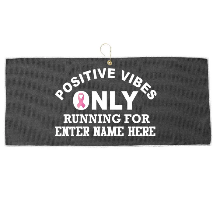 Positives Vibes Only Custom Name Breast Cancer Large Microfiber Waffle Golf Towel