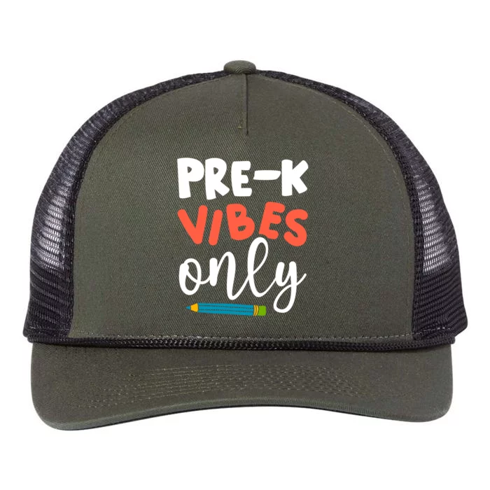 PreK Vibes Only Hello PreK Team Happy First Day Of School Cute Gift Retro Rope Trucker Hat Cap