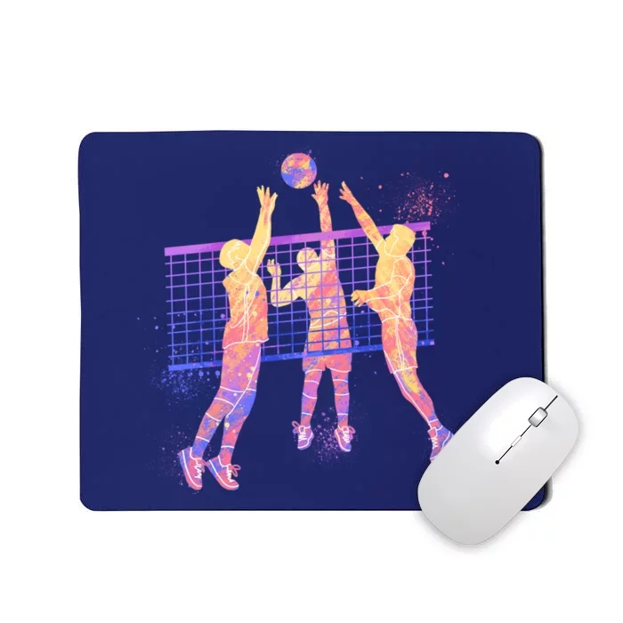 Playing Volleyball Players Colored Blocks Mousepad