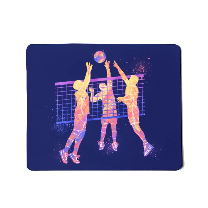 Playing Volleyball Players Colored Blocks Mousepad