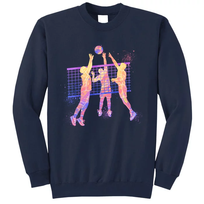 Playing Volleyball Players Colored Blocks Tall Sweatshirt