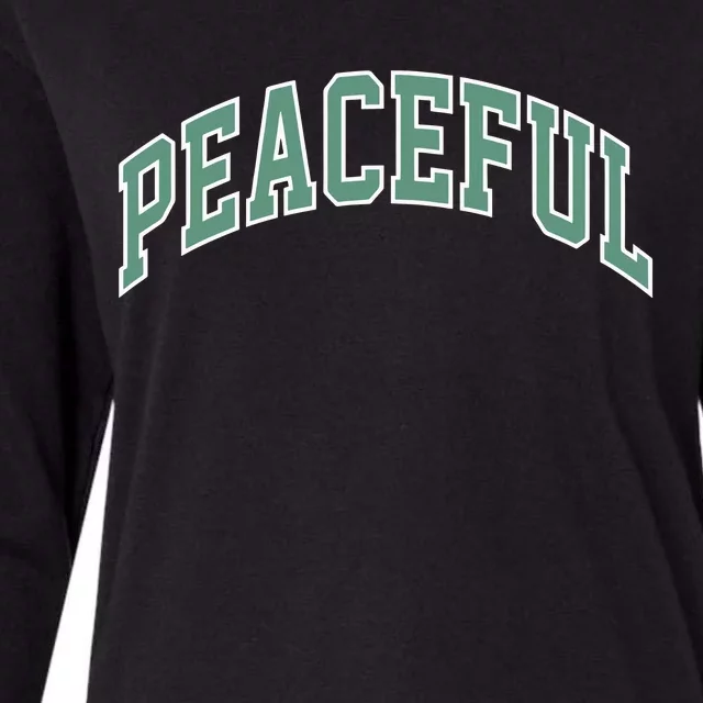 Peaceful Varsity Womens Cotton Relaxed Long Sleeve T-Shirt