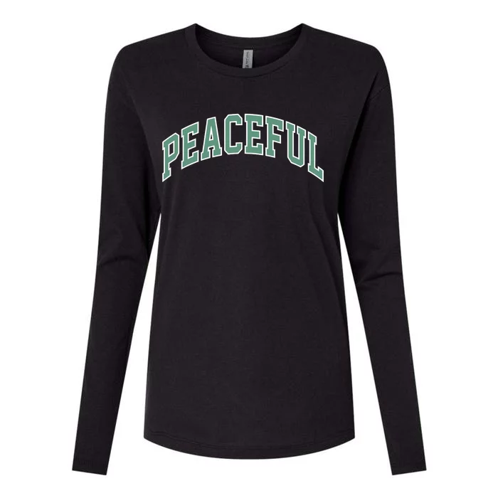 Peaceful Varsity Womens Cotton Relaxed Long Sleeve T-Shirt