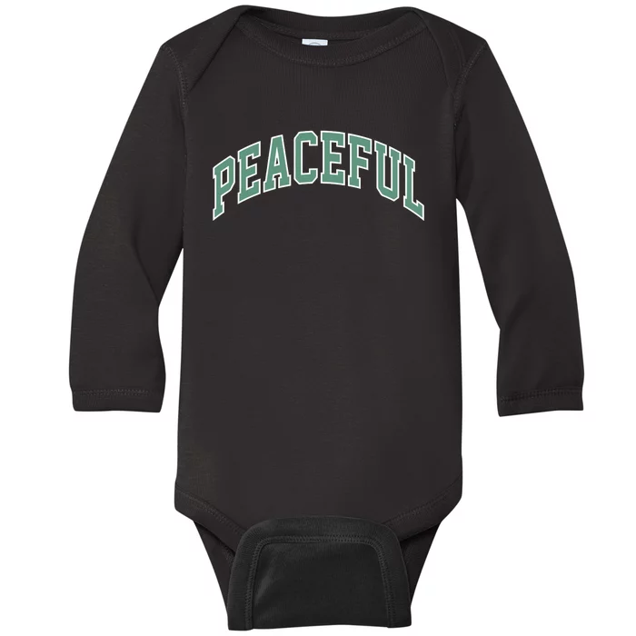 Peaceful Varsity Baby Long Sleeve Bodysuit