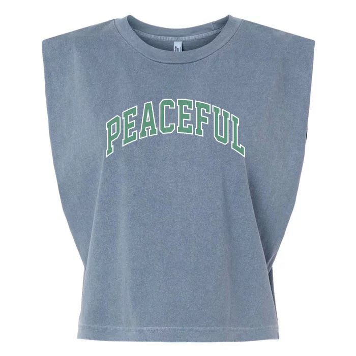 Peaceful Varsity Garment-Dyed Women's Muscle Tee