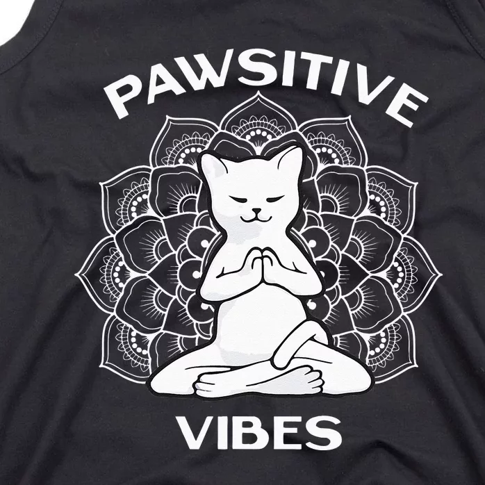 Pawsitive Vibes Positivity Meditation Lotus Mandala Yoga Cat Tank Top