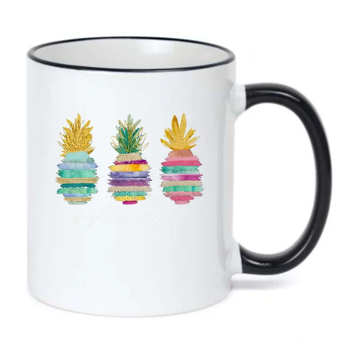 Positive Vibe Pineapple Transfer Day Infertility Ivf Mom Dad Black Color Changing Mug